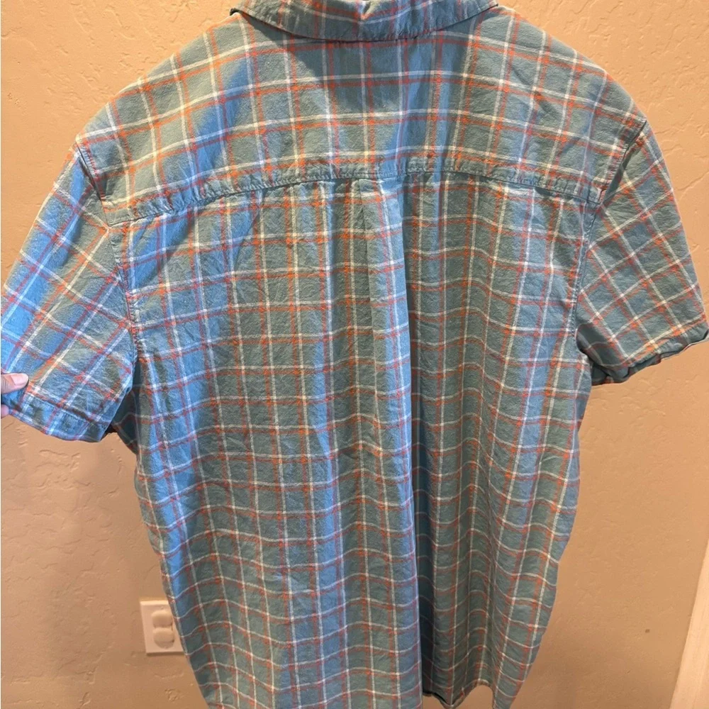 The North Face Light Blue Plaid Short-Sleeve Button-Down Shirt
